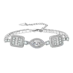 Bijoux de mode, bracelet en argent plaqué, forme carrée, chaîne tennis, micro-incrustation de zircon, pour femmes - Product Image 2