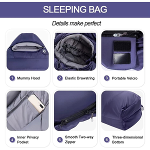 <span class=keywords><strong>Saco</strong></span> <span class=keywords><strong>de</strong></span> <span class=keywords><strong>Dormir</strong></span> Portátil Estilo Momia para Acampar al Aire Libre, Tejido Duradero <span class=keywords><strong>de</strong></span> Poliéster y Nailon, Fácil <span class=keywords><strong>de</strong></span> Transportar para Niños, Ideal para Senderismo en Clima Frío - Product Image 5