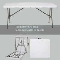 Table de repas rectangulaire moderne en plastique pour extérieur RJ LH-862, pliable, design contemporain, portable pour utilisation en centre commercial