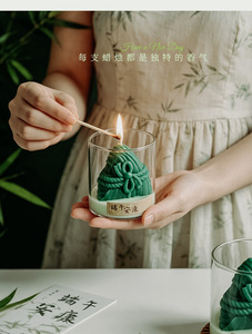 Los Regalos Son Prácticos y se Envían a los Clientes. Vela Aromática Artesanal de Cera de Soja con Forma de Zongzi, Adorno Perfumado en Vaso - Product Image 5