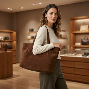 Pochette pour femmes en cuir véritable de style occidental, fermeture éclair, imperméable, légère, bandoulière de luxe, grande capacité, sac à main - Product Image 1