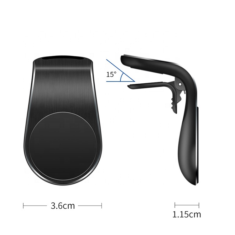 L-образный магнитный автомобильный держатель для телефона из цинкового сплава с креплением на вентиляционное отверстие