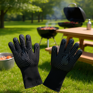 Gants de four Db 1472f, mitaines en silicone résistantes à la chaleur pour barbecue, antidérapantes, lavables, accessoires de barbecue - Product Image 3