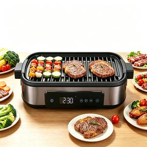 Mini barbecue électrique multifonction sans fumée pour intérieur, <span class=keywords><strong>grill</strong></span> et plancha électriques <span class=keywords><strong>avec</strong></span> <span class=keywords><strong>bac</strong></span> à <span class=keywords><strong>eau</strong></span> - Product Image 1