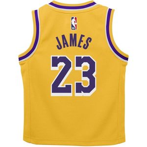 Los Angeles <b>Lakers</b> <b>Kids</b> <b>Jersey</b> 23 James Yellow Gold Icon Edition Boys Basketball Apparel - Product Image 3