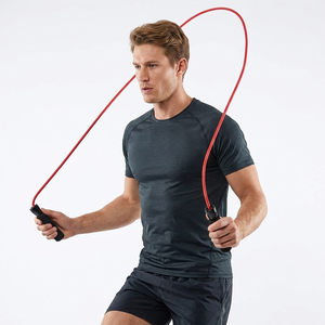 Corde à sauter unisexe à longueur réglable, rouge, matériau personnalisé, emballage portable, capacité de poids de 1 kg, utilisation en salle de sport, fitness - Product Image 1