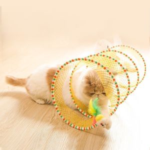 Túnel para Gatos Plegable con Diseño de Plumas en Forma de S, Interactivo, de Nailon Sostenible, Suministros para Mascotas, Juguetes para Gatos, Venta al por Mayor - Product Image 1