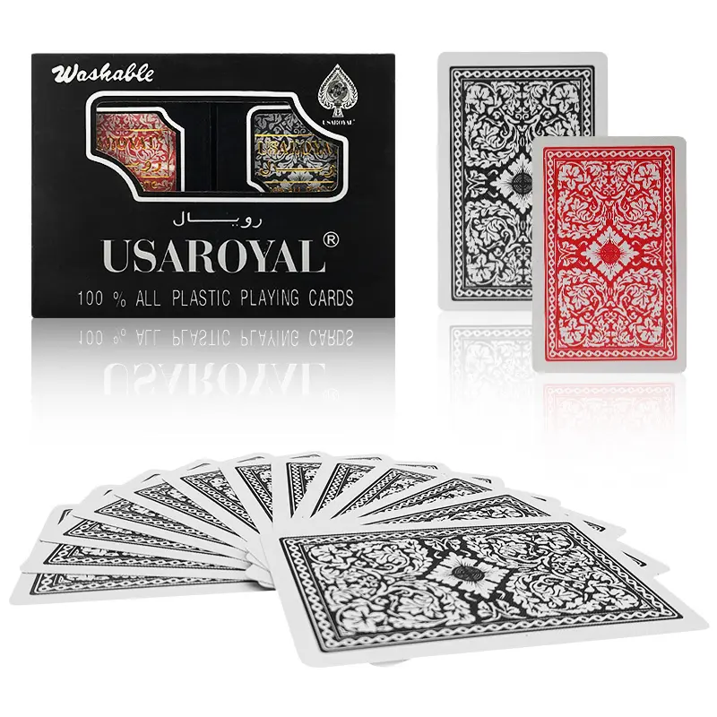 Toptan özel baskı oyun kartı USAROYAL 100% tüm plastik oyun kartı s Poker arapça Casino Poker kartları