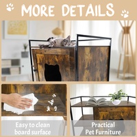 Meuble de rangement pour litière de chat en bois, style industriel, avec étagères de rangement