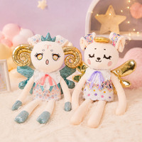 Adorable Poupée en Peluche Fille Corne de Bœuf, Douce et Moelleuse, avec Bracelet Slap et Oreilles, Jouets en Peluche Personnalisés, Fabricant OEM ODM, Cadeau