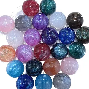 Popular wholesale acrylic round 16mm imitate cat eye bubblegum multicolor glass loose crystal beads for making women bracelets