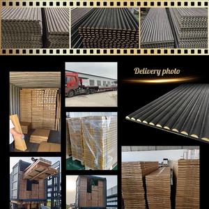 高級インテリアデザイン3Dベルベット壁パネルAkupanelフェルトバックバックハーフラウンドネイビースエードベニヤMDFウッドスラット音響パネル - Product Image 6