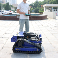 Mesin Pemotong Rumput RC Berbahan Bakar Bensin dengan Remote Control, Tipe Tracked Heavy Duty, Dilengkapi Lampu LED untuk Kebun, Lahan Pertanian, dan Lereng