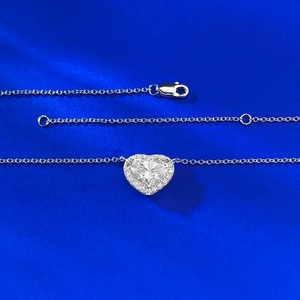 S925 Argent 7*9mm Gros Coeur Encerclé Collier Clavicule Chaîne - Product Image 4
