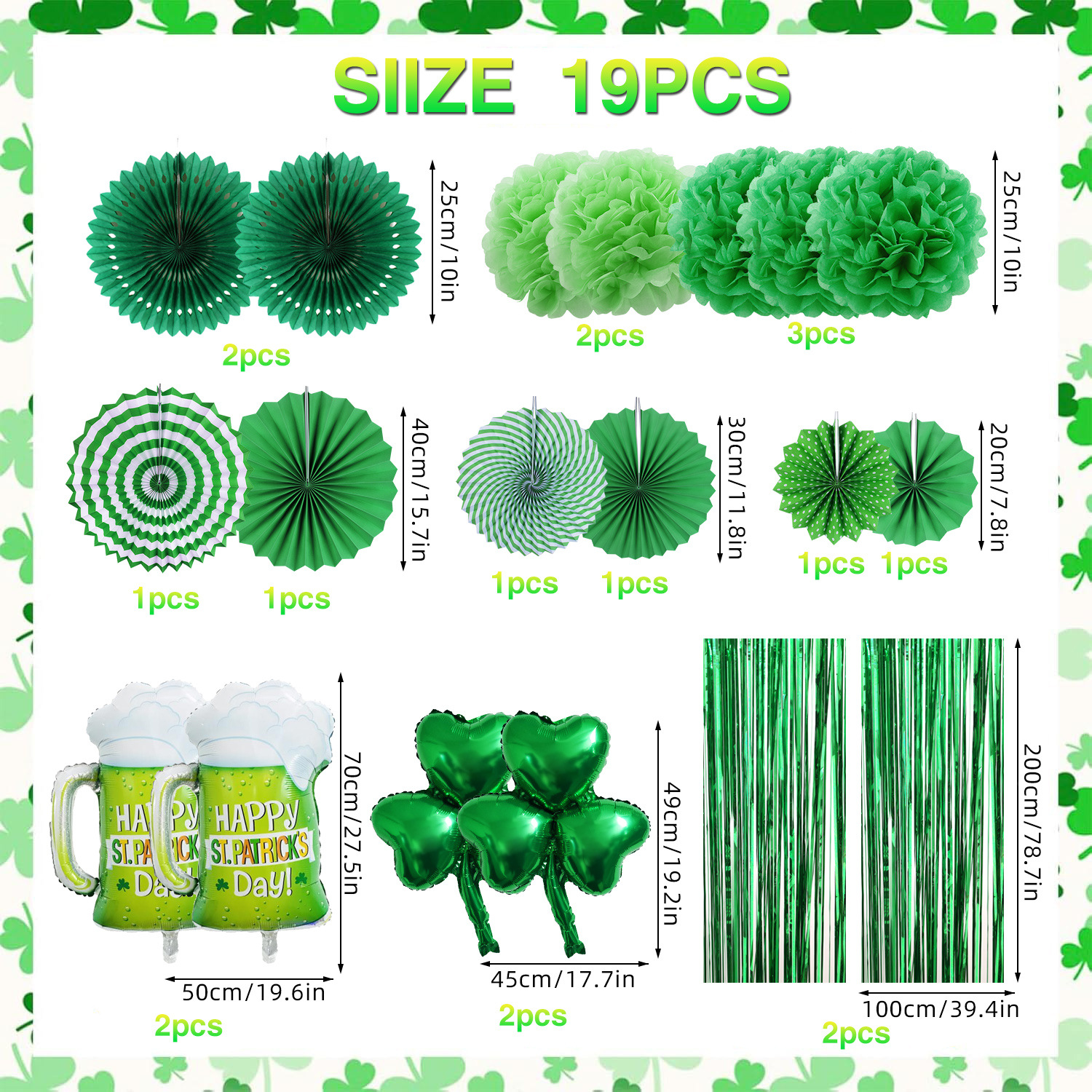 St Patricks paper fan set