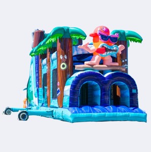 Parcours d'obstacles gonflable Summer Blue Tiki Tovi Shape Shifter, toboggan aquatique/sèche sur le thème Tiki Tovi avec structure gonflable - Product Image 4