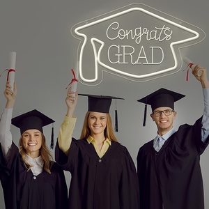 Congrats Grad segno al Neon bianco segno LED luce al Neon per la classe di festa di compleanno evento festa Grad decorazione della parete - Product Image 4
