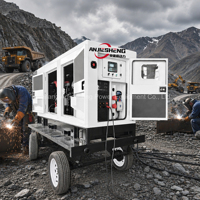 Groupe électrogène de soudage diesel portable 30 kW sur remorque mobile, triphasé, 180A 300A 500A 1000A, 1/2/4 postes, MMA MIG