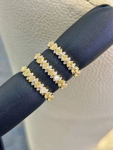 แหวนทองคำแท้ 18k Xinfly แหวนแต่งงานผู้หญิง แหวนหมั้น เพชรขาว เพชรเหลือง เครื่องประดับทองคำคลาสสิก ของขวัญสำหรับงานปาร์ตี้ - Product Image 2
