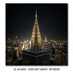 Arte de pared en lienzo con paisaje nocturno del Chrysler Building de Nueva York, impresión de paisaje urbano de Nueva York, decoración moderna para el hogar y la oficina - Product Image 1