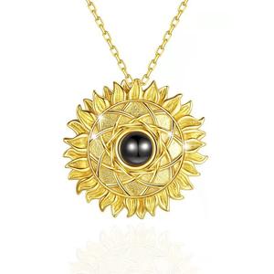 สร้อยคอจี้ดอกทานตะวันคลาสสิกแบบใหม่ข้ามพรมแดน100<span class=keywords><strong>ภาษา</strong></span> 'I Love you' โลหะฉายภาพที่กำหนดเองสำหรับวันครบรอบ - Product Image 2