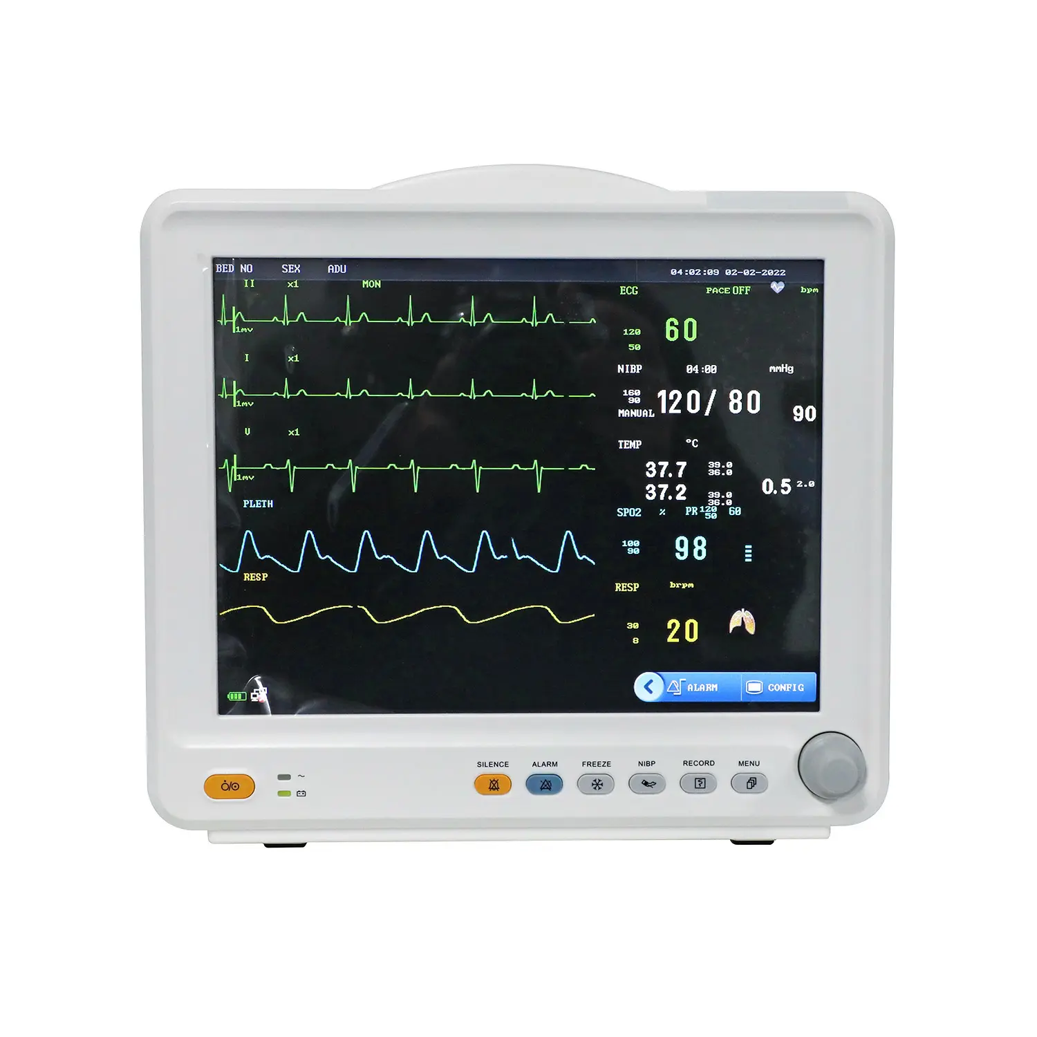12.1 Inch Color TFT Display 9 Parameters ECG Vital Signs BP Patient Blood Pressure Monitor