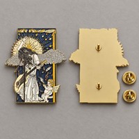 Broche en émail dur personnalisée, ange guitariste, broche en métal, étoile scintillante, note de musique, badge artistique pour cadeau