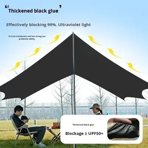 Tente à baldaquin hexagonale en aluminium pour camping extérieur, pare-soleil, tissu Oxford épais noir enduit argenté, <span class=keywords><strong>auvent</strong></span> de pique-nique - Product Image 6