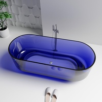 Baignoire de massage de luxe entièrement en résine, ovale translucide, autoportante, moderne, transparente et colorée pour hôtel