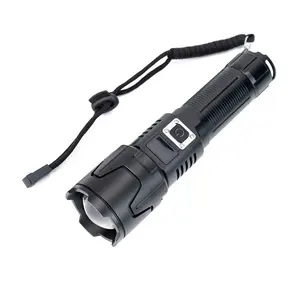 Mạnh mẽ hiển thị kỹ thuật số cầm tay LED Torch trắng Laser USB đầu ra có thể sạc lại Zoom Torch ánh sáng