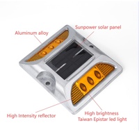 Vente en gros LLM-LB-01 Balise routière solaire prismatique haute intensité à 6 LED clignotantes type œil de chat