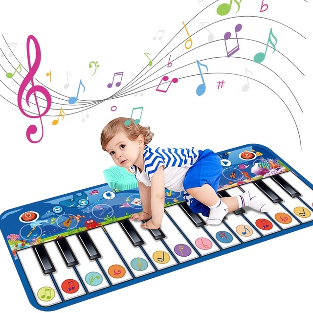 Samtoy 110CM Custom Playmat Portable Music Keyboard Piano Play Gym Mat Baby Musical Mat with Pedal Piano for Toddlers Xmas Gift