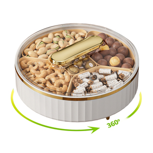 <span class=keywords><strong>Plateau</strong></span> de service rotatif à 5 compartiments avec couvercle, sans BPA, qualité alimentaire, boîte à collation, <span class=keywords><strong>plateau</strong></span> à snacks pour Noël/Mariage - Product Image 1