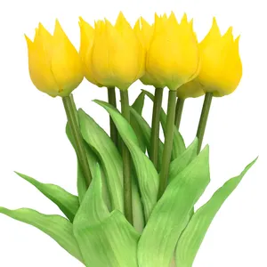 رأس زهور طرف مخصص شكل لمسة حقيقية اللاتكس الأصفر الأبيض الحرير الخزامى الزهور الديكور باقة