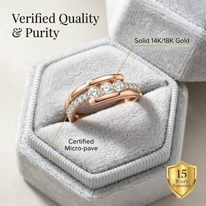Anillo de Oro Rosa de 18K con Diamantes, Diseño Bypass, para Minoristas Globales de Joyería, Fabricación Personalizada OEM - Product Image 4