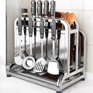 304 Stainless Steel Knife Holder Kitchen <b>Rack</b> Multi-functional New Model Integrated Storage of <b>Dishes</b> - Product Image 6