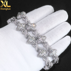 Iced Out Diamond Four Leaf Clover <b>Infinity</b> Miami Cuban Link Chain Necklace Hip Hop Custom Jewelry Gift for Men Women - Product Image 4