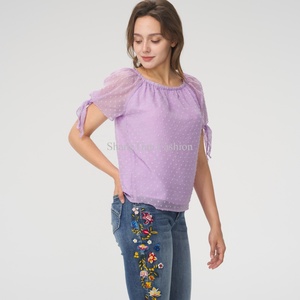 Jean large décontracté brodé style vintage pour femme, taille haute, en coton respirant, coupe ample, idéal pour l'été - Product Image 3