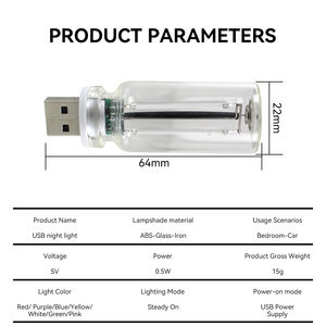 ไฟ LED ตกแต่งภายในรถยนต์แบบมินิ USB ควบคุมด้วยระบบสัมผัส รูปทรงขวดแก้ว หลายสี ใช้เป็นไฟกลางคืน ไฟหัวเตียง สร้างบรรยากาศโรแมนติก - Product Image 2