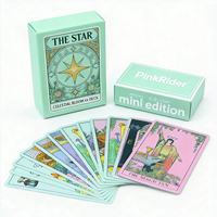 Cartes de tarot illustrées personnalisées, design personnalisé, ensemble complet de 78 cartes, bord doré personnalisé, cartes de tarot avec guide