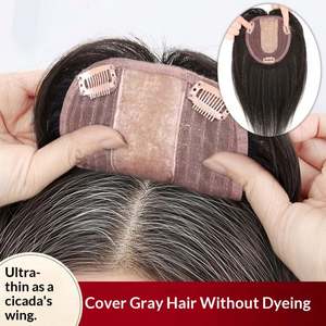 Parche de Cabello Brasileño Natural para Mujer, con Flequillo Recto, Cosido a Mano, de Una Pieza, Invisible y Sin Costuras - Product Image 3