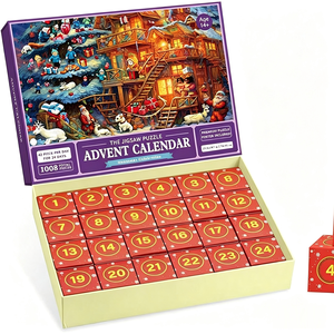 Calendario dell'Avvento con 24 Giorni <span class=keywords><strong>di</strong></span> Conto alla Rovescia per <span class=keywords><strong>Natale</strong></span>, 1008 Puzzle per Stimolare il Cervello, Giochi per Bambini e Adulti, Vacanze Festive - Product Image 3