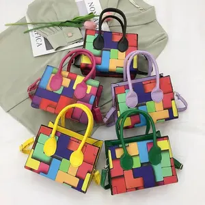 New Design Fashion Woman's Handbag Multi-color Color-blocking Cross body Bags Girls Ladies Fashion Tote Bags