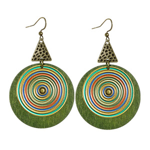Bohemian Green Tassel <b>Drop</b> Earrings Alloy Antique <b>Bronze</b> Plated Women's Fashion Dangle Earrings - Product Image 5