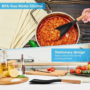 Spatule-cuillère résistante à la chaleur de qualité alimentaire, directement de l'usine, avec manche en bois, ustensile de mélange, cuillère de cuisine - Product Image 5