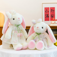 Peluche Lapin Floral Adorable et Doux, Unisexe, Doudou Anti-Stress en Tissu Brodé, Polyester et Coton PP, 14 Ans, 31-50cm