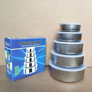 Lot de 5 casseroles modernes en acier inoxydable avec couvercle intérieur, chauffables, pour la cuisine et le stockage alimentaire - Product Image 6