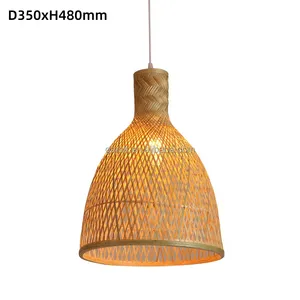 El yapımı hasır asılı lambalar Rattan kolye ışık bambu dokuma lambası