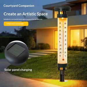 Nouvelle lampe thermomètre solaire LED étanche pour extérieur, en acier inoxydable, garantie 10 ans, éclairage paysager monté au sol - Product Image 1