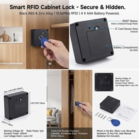 Serrure Intelligente Invisible Tuya TTLock APP Prix Usine pour Tiroir et Armoire, Carte RFID 125KHZ/13.56MHZ